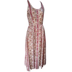 Robe en coton cottage floral rose de Ralph Lauren, années 1980