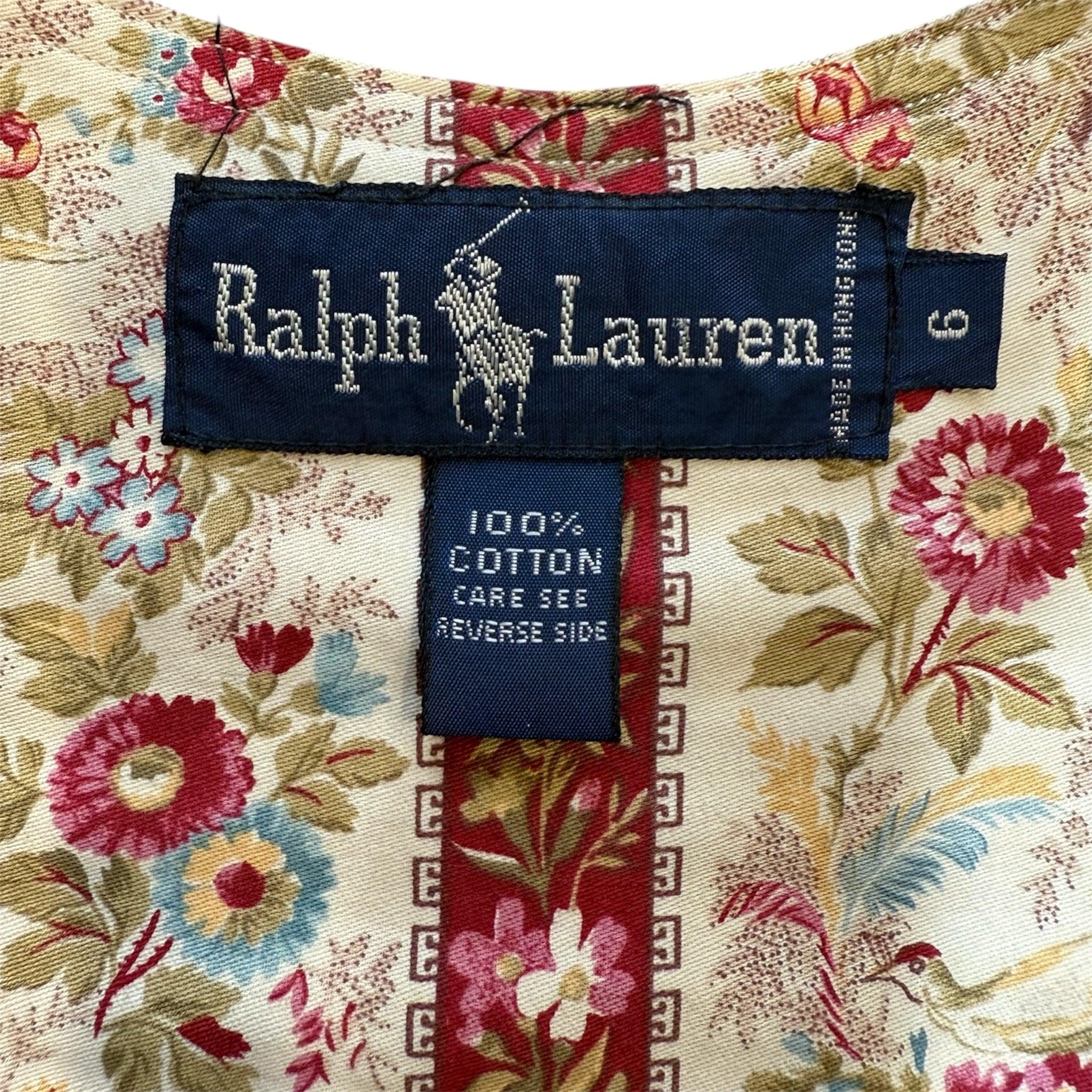 Robe en coton cottage floral rose de Ralph Lauren, années 1980 Excellent état - En vente à Los Angeles, CA
