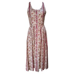 Robe en coton cottage floral rose de Ralph Lauren, années 1980