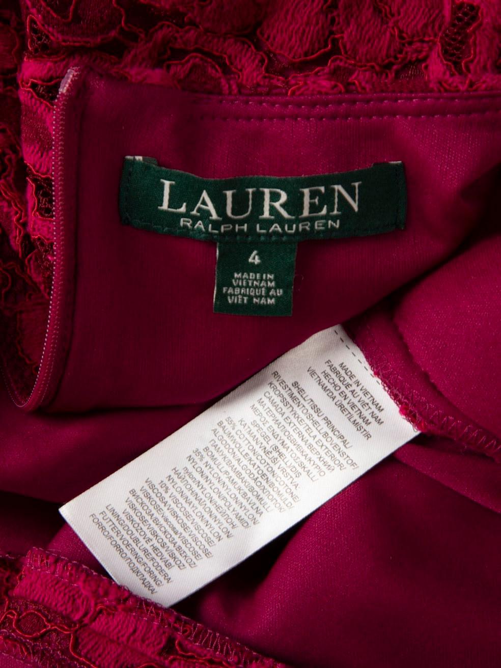 Ralph Lauren Pink Floral Lace Mini Dress Size XXS For Sale 1