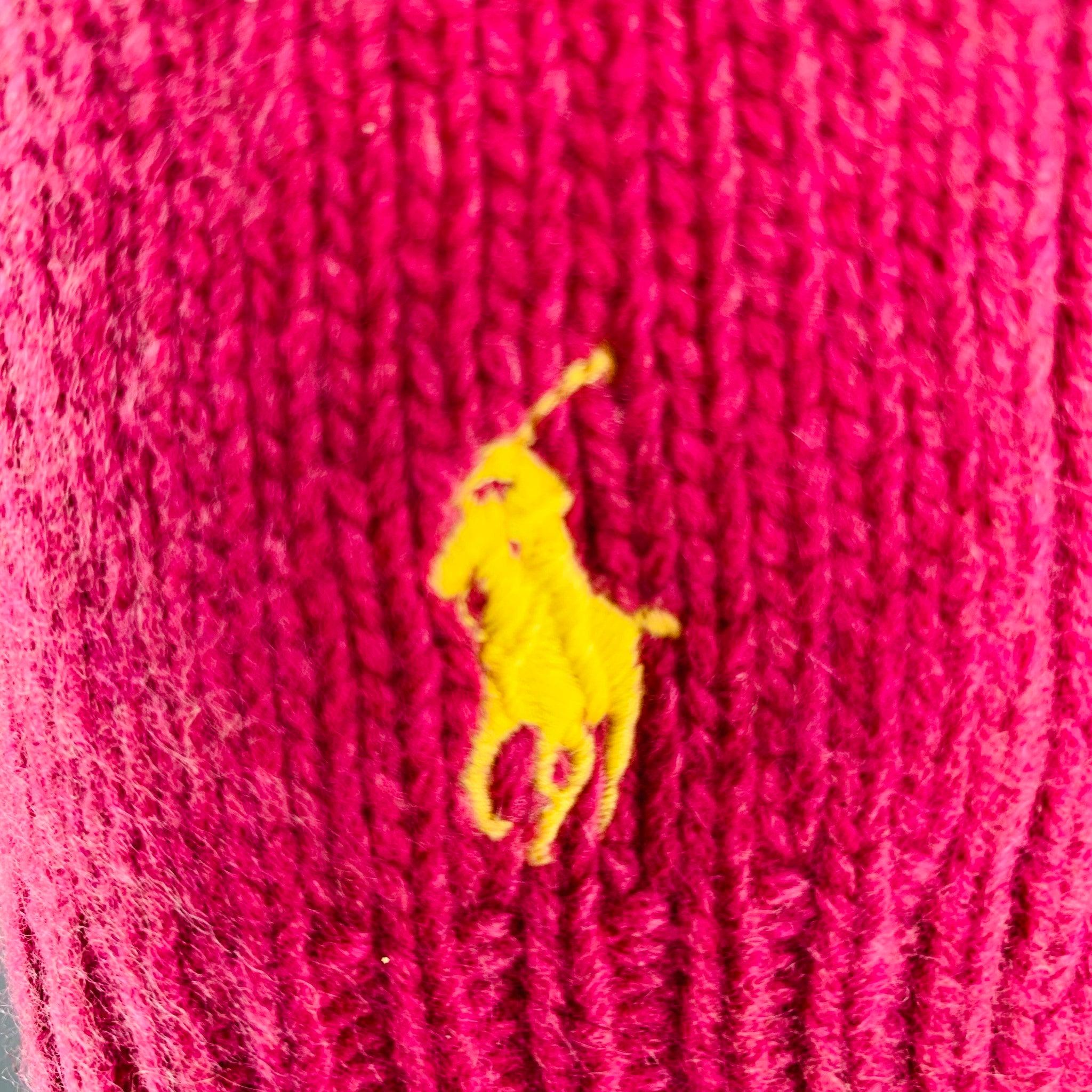 RALPH LAUREN scarf comes in a pink knitted cashmere and wool knitted featuring a Yellow Pony logo.Very Good Pre-Owned Condition. 

Measurements: 
  86 inches  x 8.5 inches 
 
  
  
 
Reference No.: 128310
Category: Scarves & Shawls
More Details
   