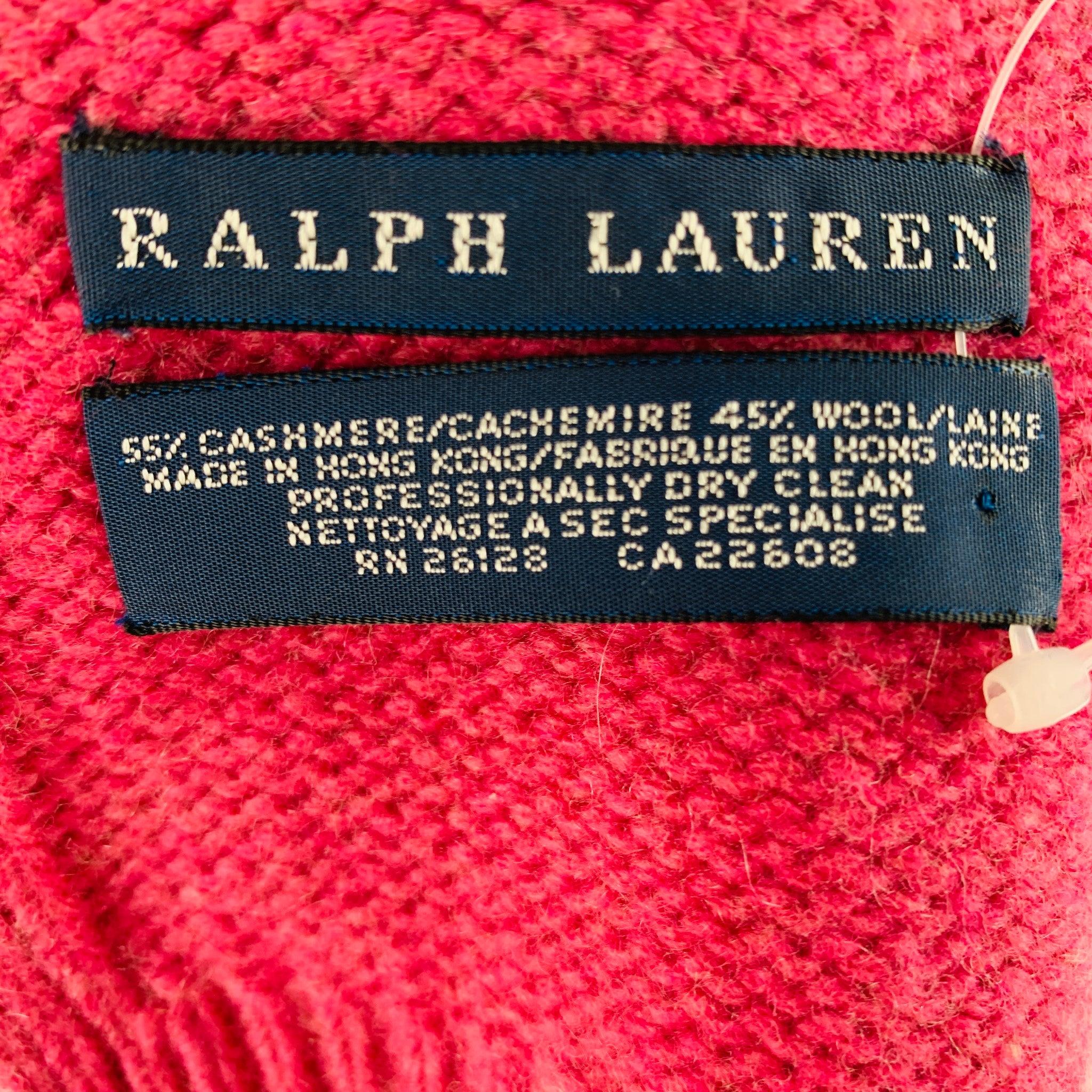 Men's RALPH LAUREN Pink Knitted Cashmere Wool Scarves For Sale