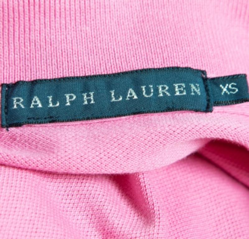 Women's Ralph Lauren Pink Logo Embroidered Cotton Pique Short Sleeve Dress XS For Sale