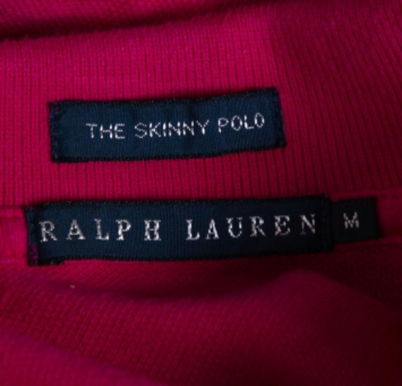 Ralph Lauren Pink Ombre Cotton Pique Skinny Polo T-Shirt M For Sale 2