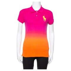 Ralph Lauren Pink Ombre Cotton Pique Skinny Polo T-Shirt M