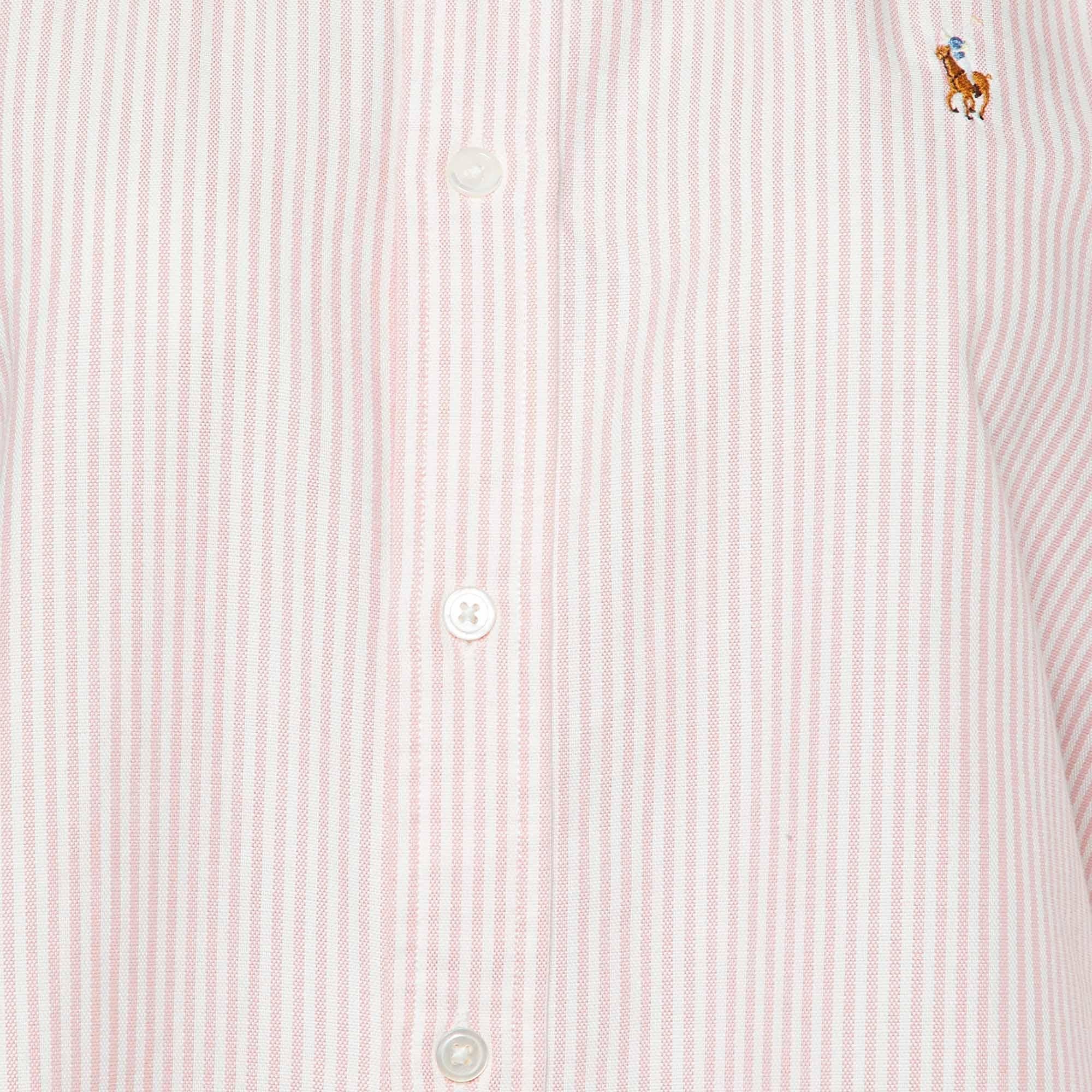 Beige Ralph Lauren - Camicia abbottonata gessata rosa XL in vendita