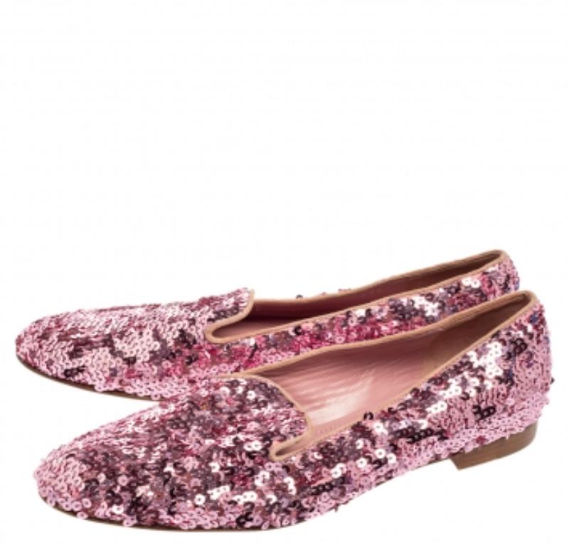 Ralph Lauren Zapatillas de Fumar Quintessa Peltre Adornadas con Lentejuelas Rosa Talla 37 Marrón en venta