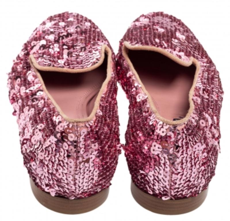 Ralph Lauren Zapatillas de Fumar Quintessa Peltre Adornadas con Lentejuelas Rosa Talla 37 en Bueno estado para la venta en Dubai, Al Qouz 2