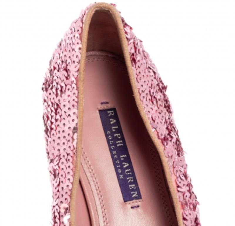 Ralph Lauren Zapatillas de Fumar Quintessa Peltre Adornadas con Lentejuelas Rosa Talla 37 en venta 1