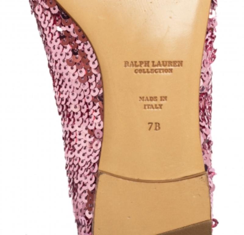 Ralph Lauren Zapatillas de Fumar Quintessa Peltre Adornadas con Lentejuelas Rosa Talla 37 en venta 2