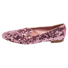 Ralph Lauren Zapatillas de Fumar Quintessa Peltre Adornadas con Lentejuelas Rosa Talla 37