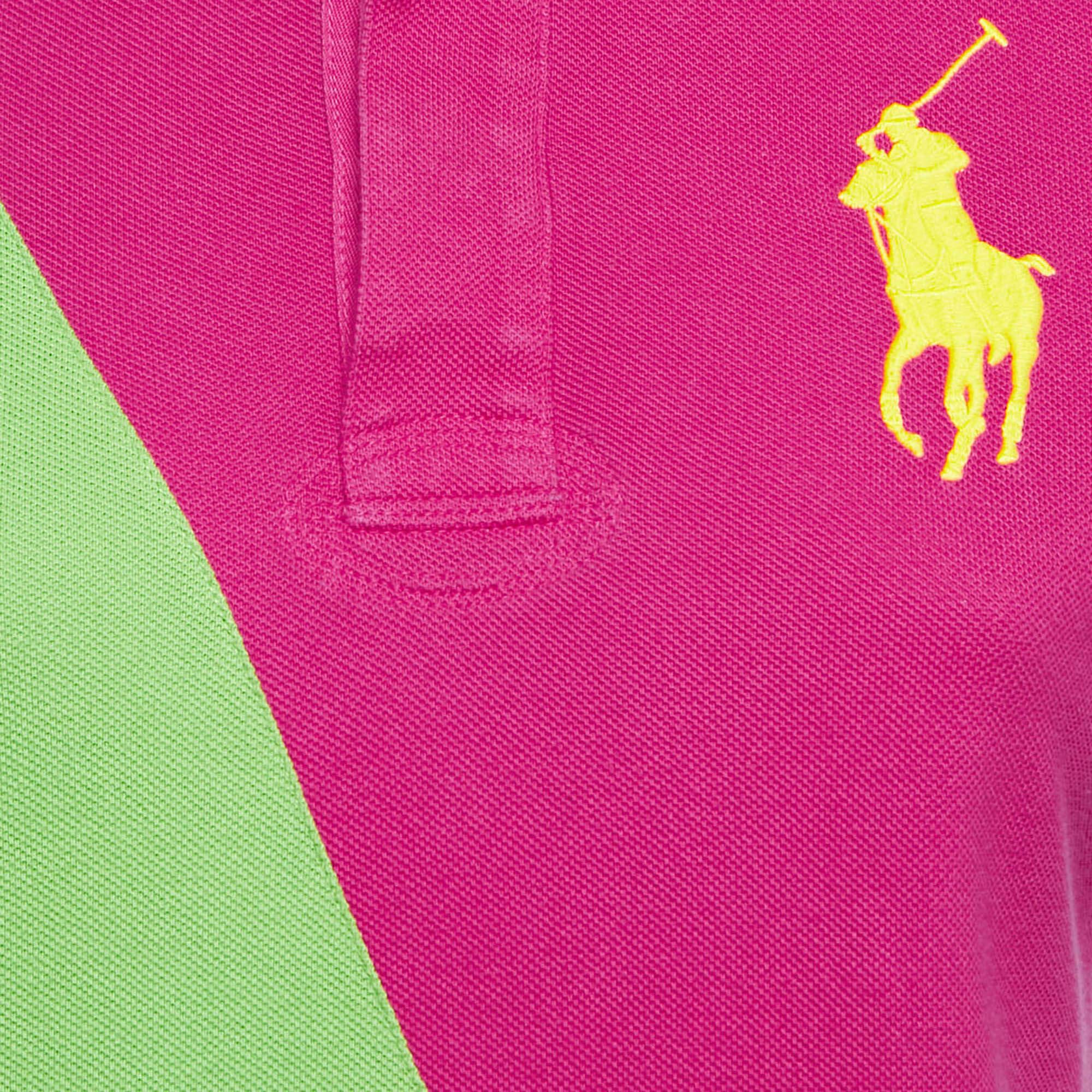 Polo Ralph Lauren Rosa a righe in cotone piqué M. T. I. In condizioni buone in vendita a Dubai, Al Qouz 2