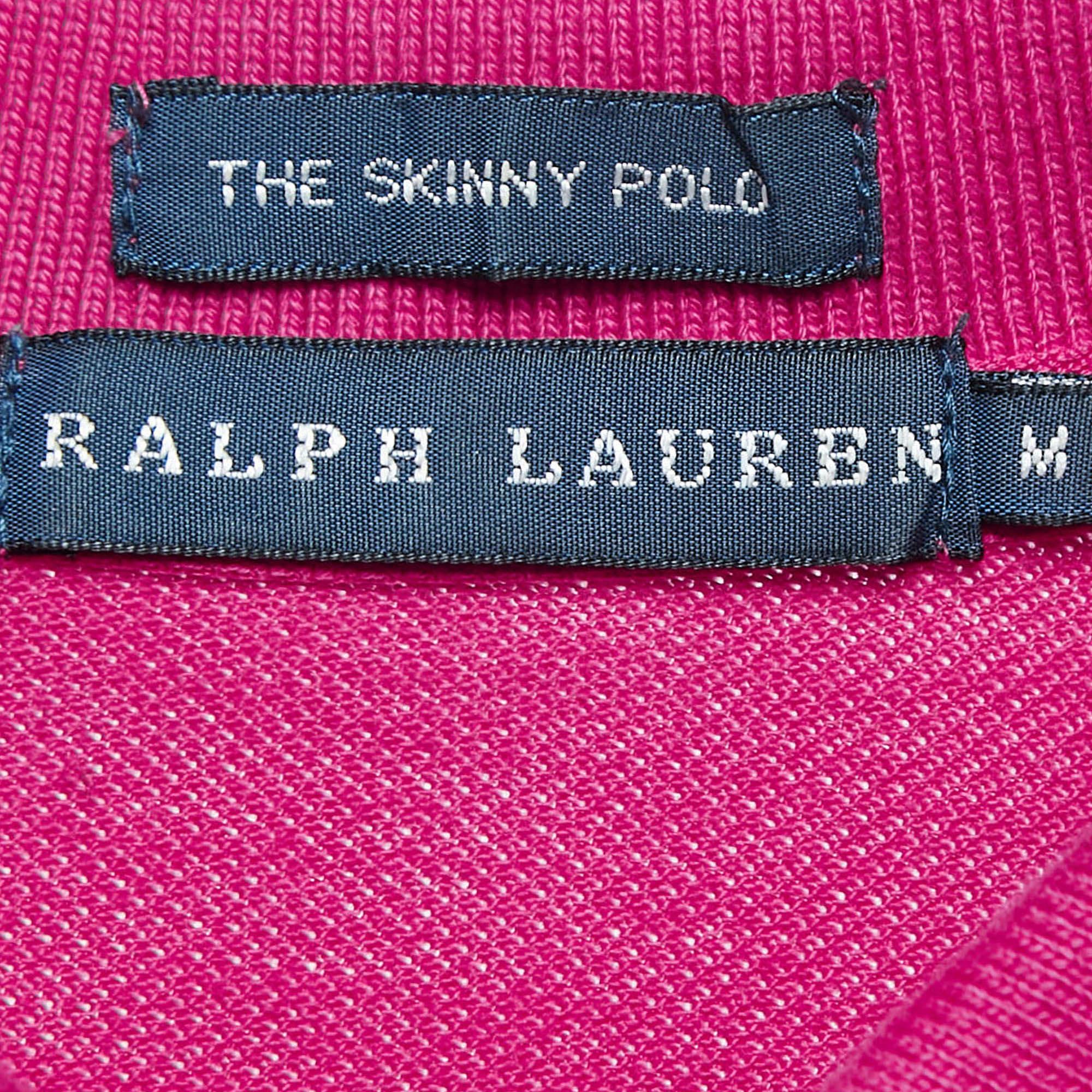 Polo Ralph Lauren Rosa a righe in cotone piqué M. T. I. in vendita 1