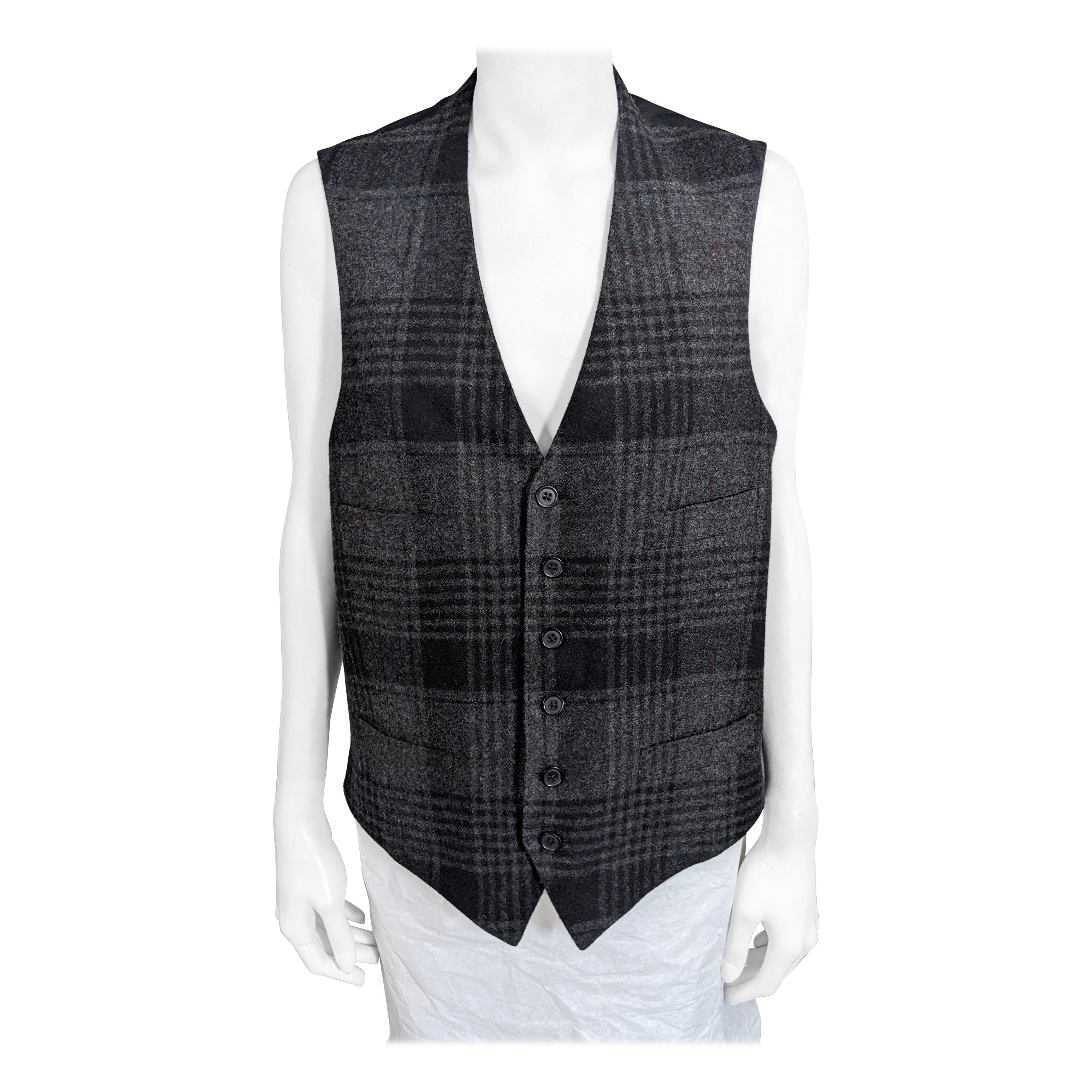 Ralph Lauren Plaid Cashmere Mens Vest, Purple Label