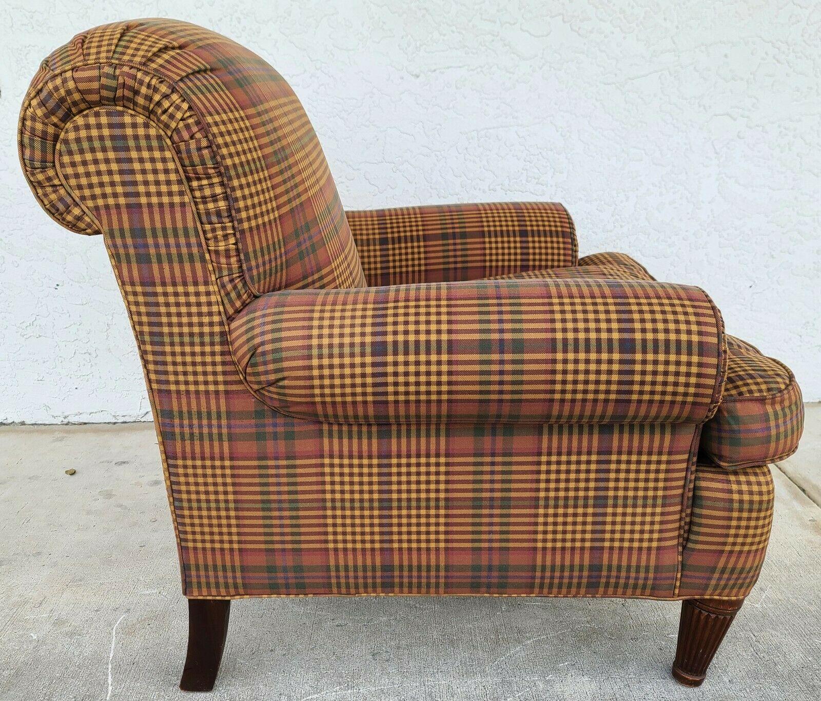 brown plaid accent chair