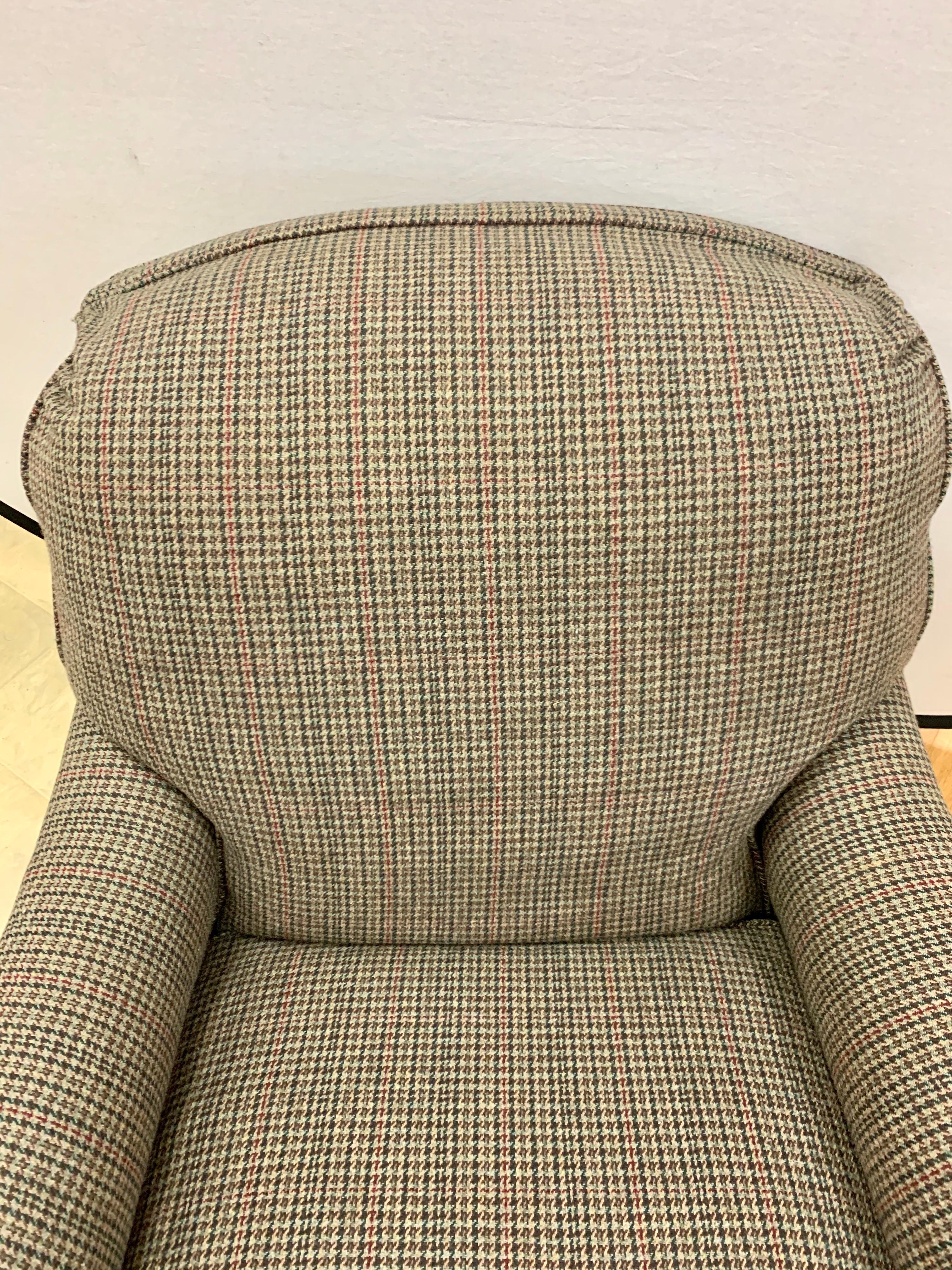 Late 20th Century Ralph Lauren Plaid Reading Chair Lounge Chair RL Tweed Fabric
