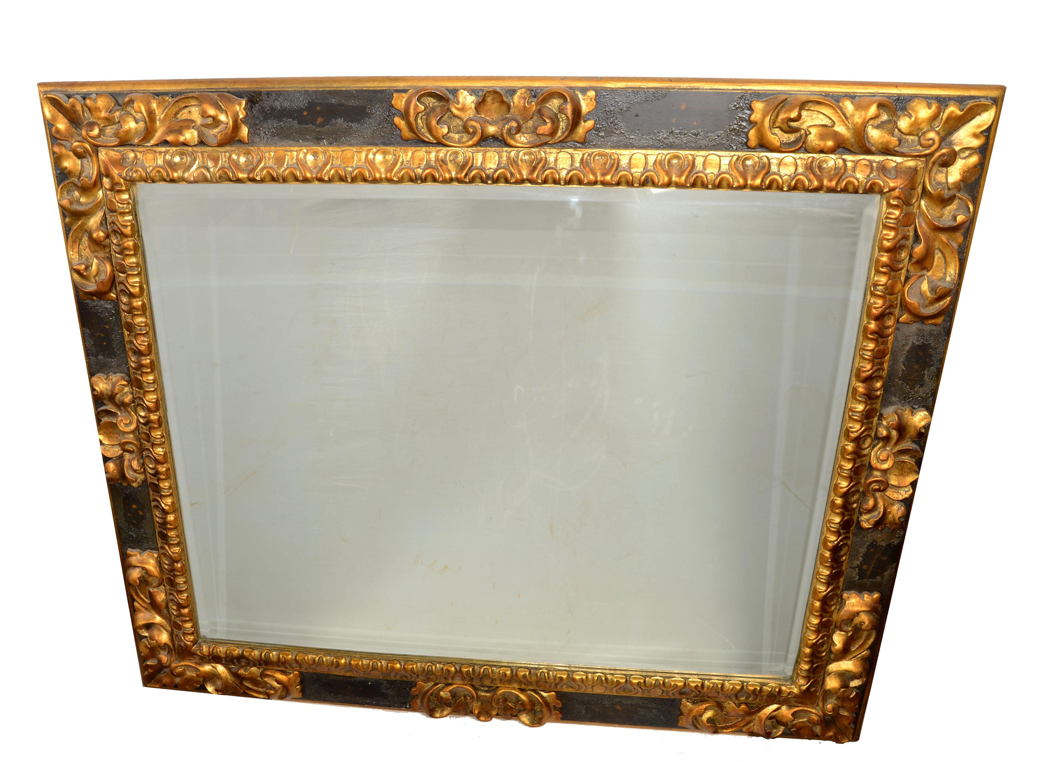 Ralph Lauren Polo American Neoclassical Black Gilt Wood Wall Mirror Rectangle  For Sale 4