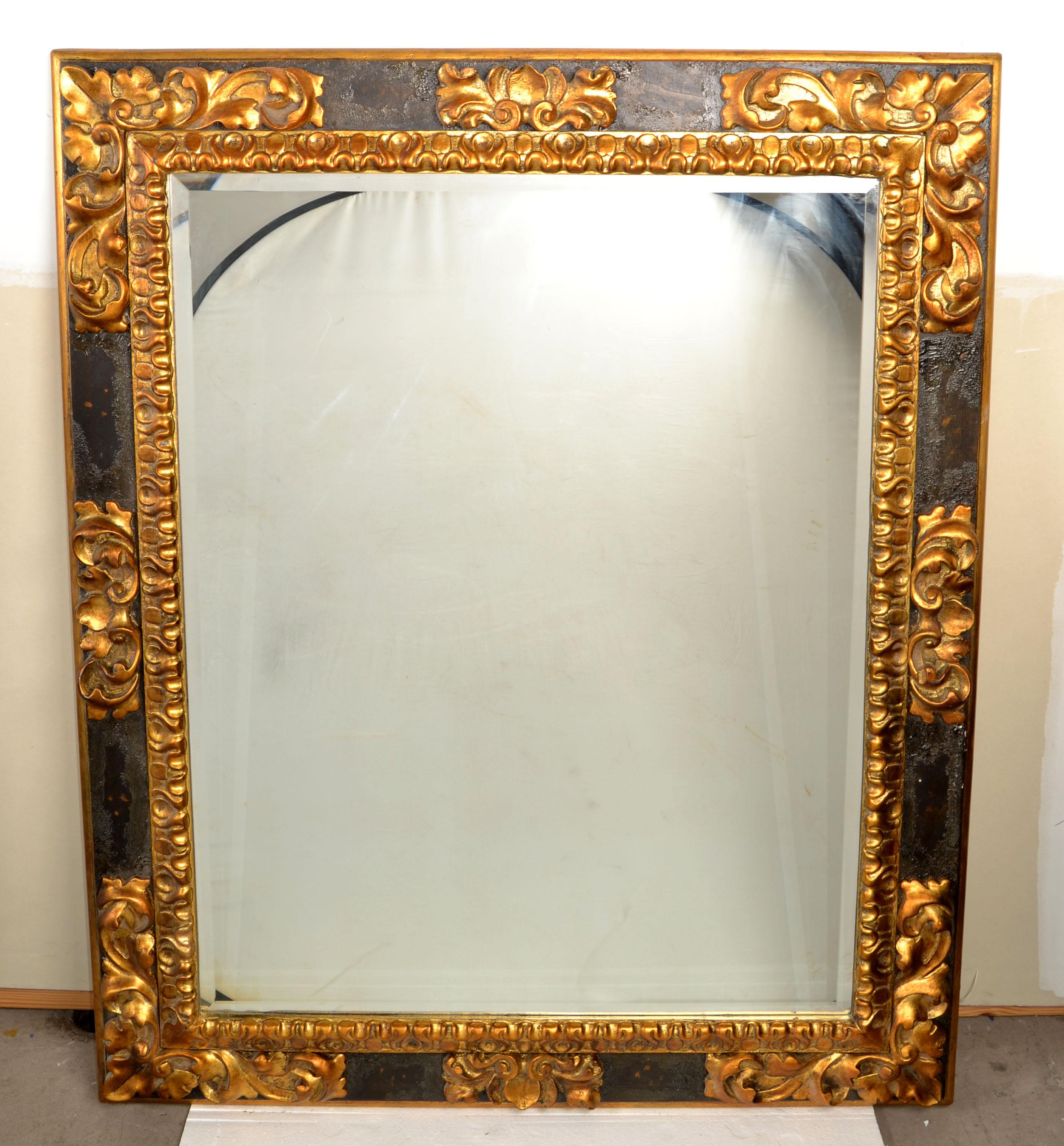 Ralph Lauren Polo American Neoclassical Black Gilt Wood Wall Mirror Rectangle  For Sale 7
