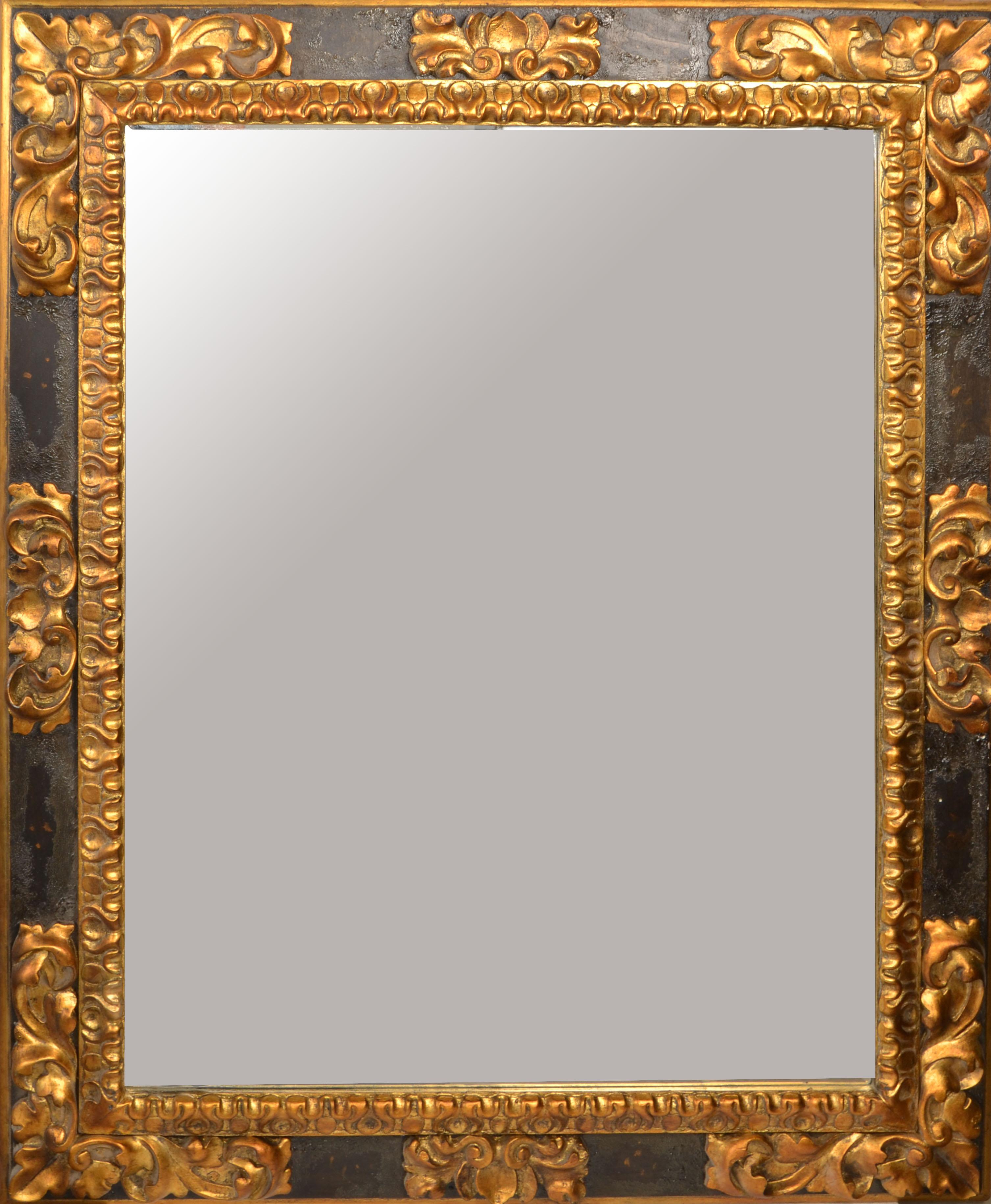 Late 20th Century Ralph Lauren Polo American Neoclassical Black Gilt Wood Wall Mirror Rectangle  For Sale