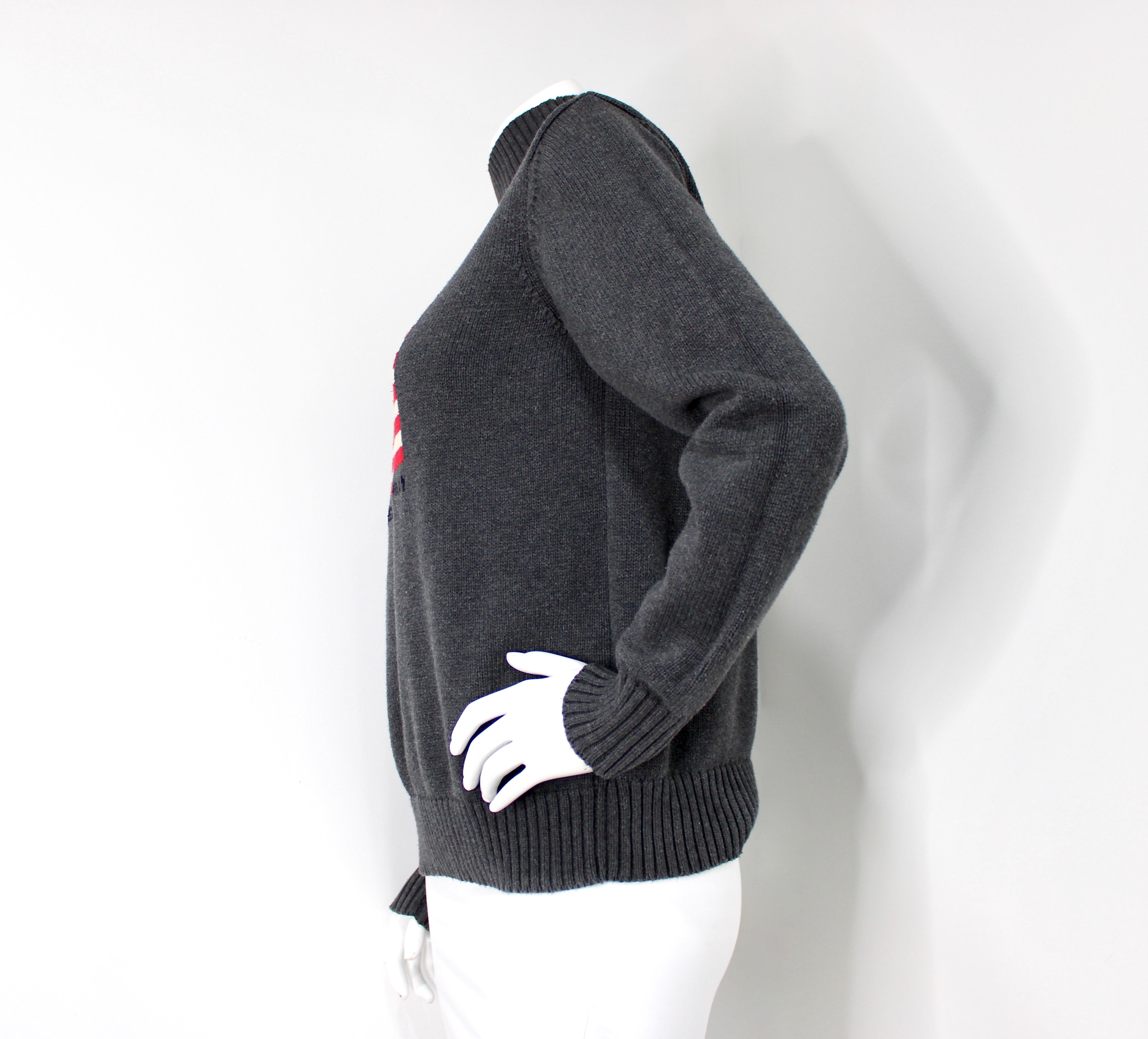 Ralph Lauren Polo Jeans Co. Pull à col roulé en coton gris circa 1990 Pour femmes en vente