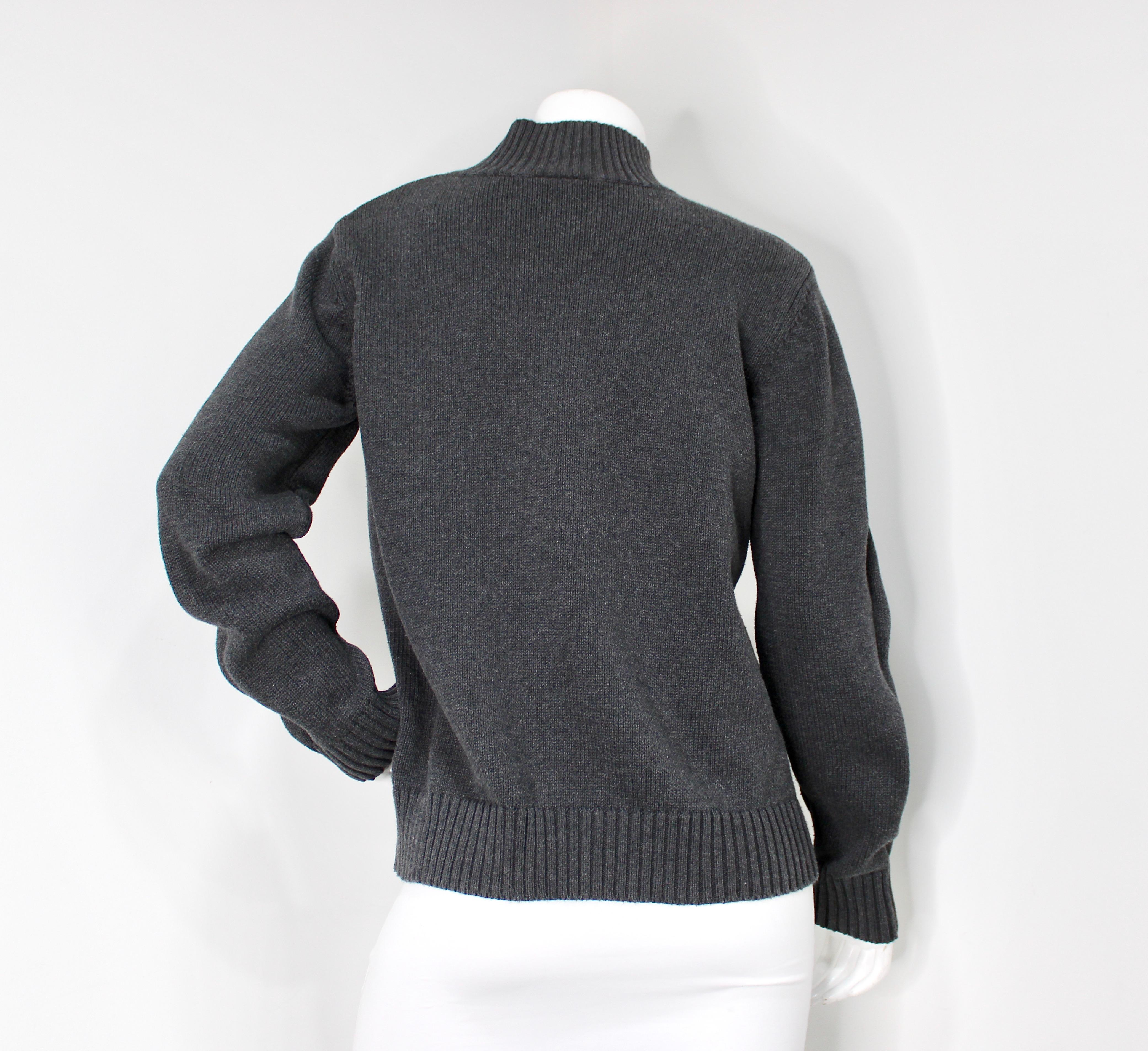 Ralph Lauren Polo Jeans Co. Pull à col roulé en coton gris circa 1990 en vente 1