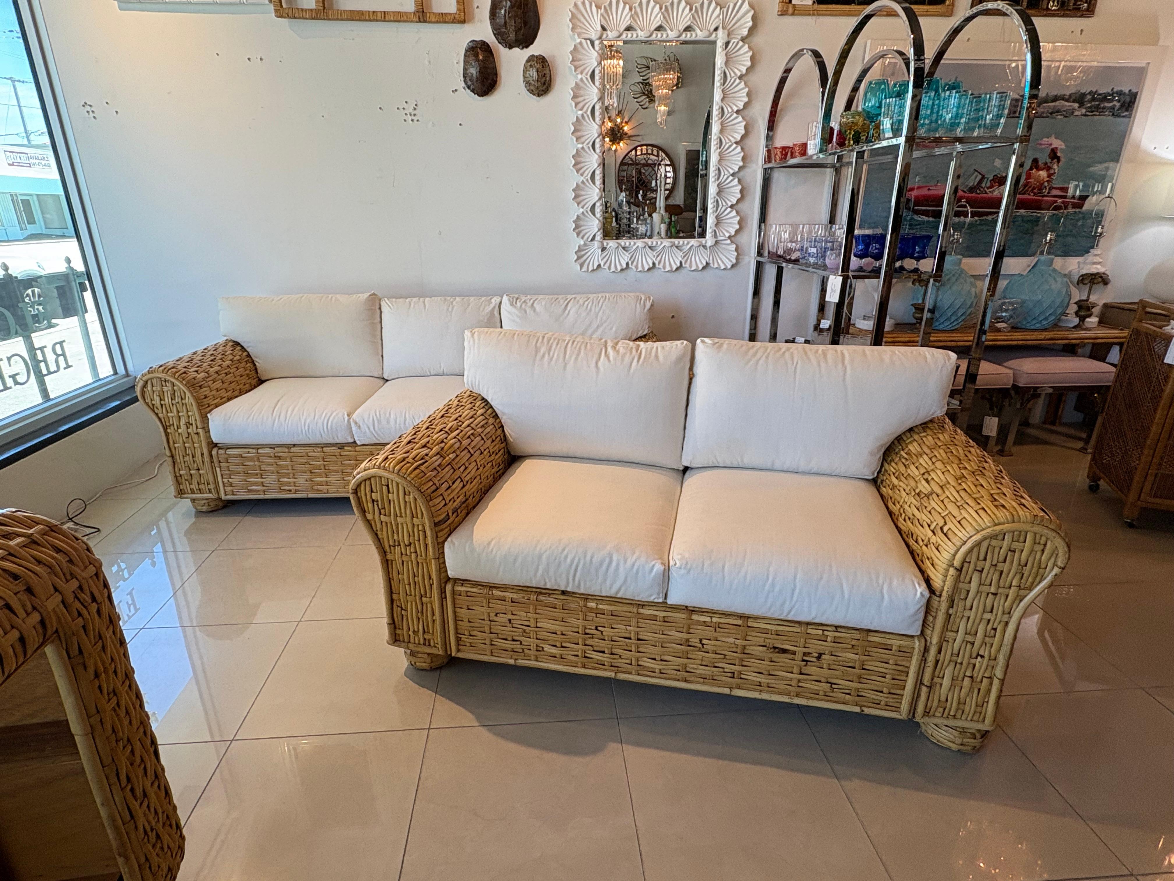 Ralph Lauren Polo Organic Woven Rattan Wicker Coastal Loveseat 20th Century For Sale 6