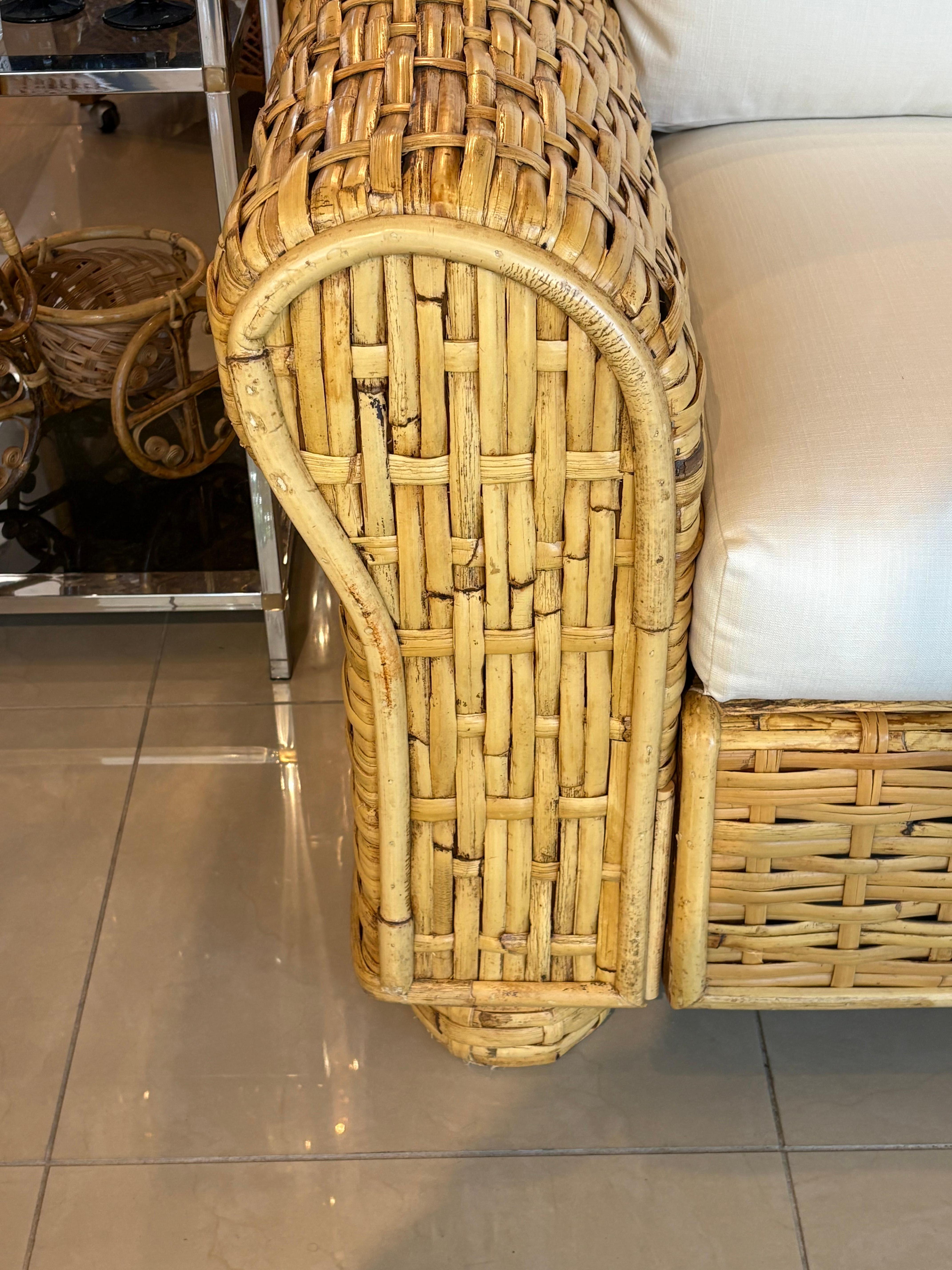 Ralph Lauren Polo Organic Woven Rattan Wicker Coastal Loveseat 20th Century For Sale 2