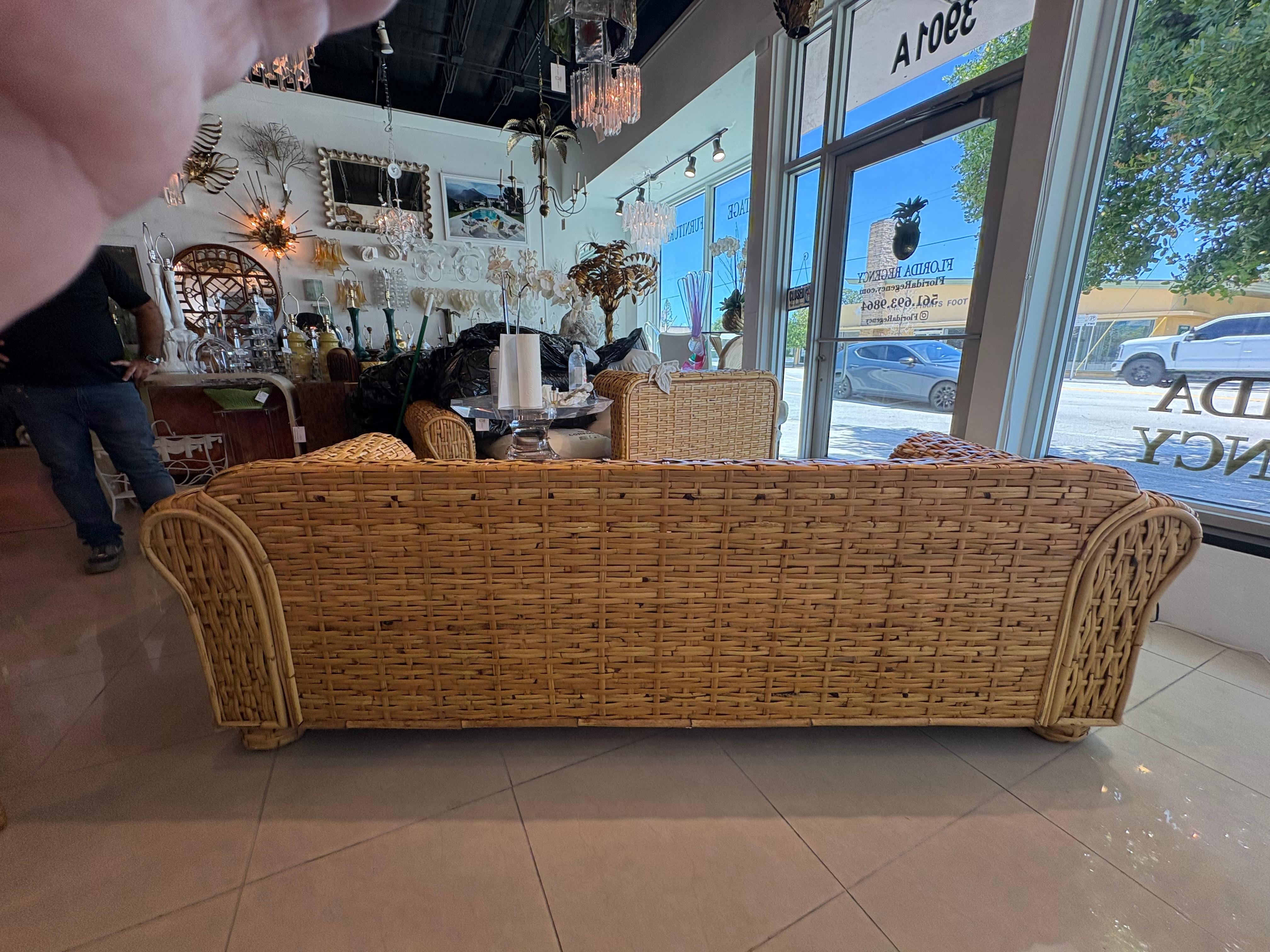 Ralph Lauren Polo Organic Woven Rattan Wicker Coastal Sofa 20th Century For Sale 7