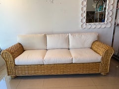 Ralph Lauren Polo Organic Woven Rattan Wicker Coastal Sofa 20th Century