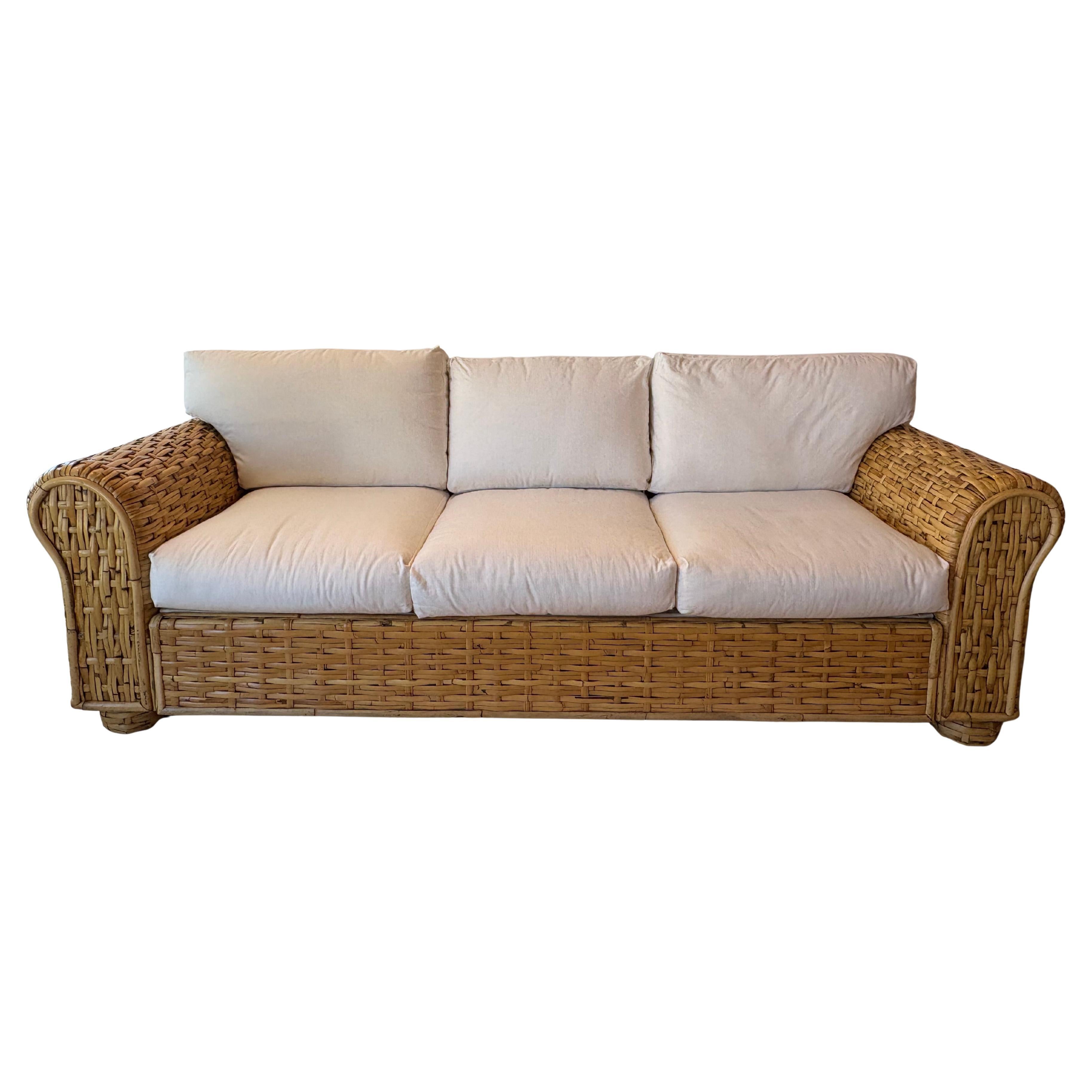Ralph Lauren Polo Organic Woven Rattan Wicker Coastal Sofa 20th Century