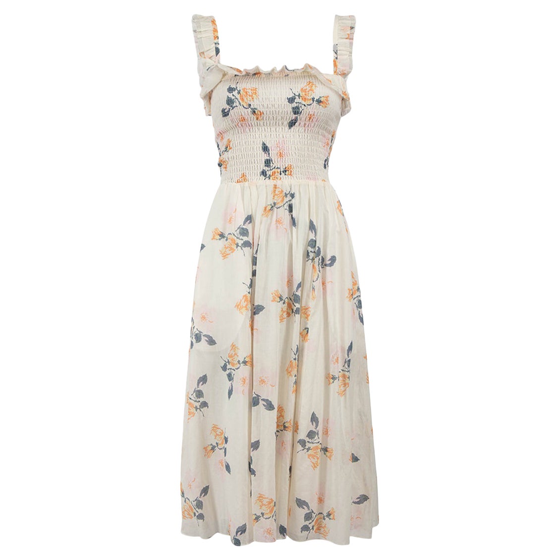 Ralph Lauren Polo Ralph Lauren Ecru Floral Smocked Evelyn Dress Size XS