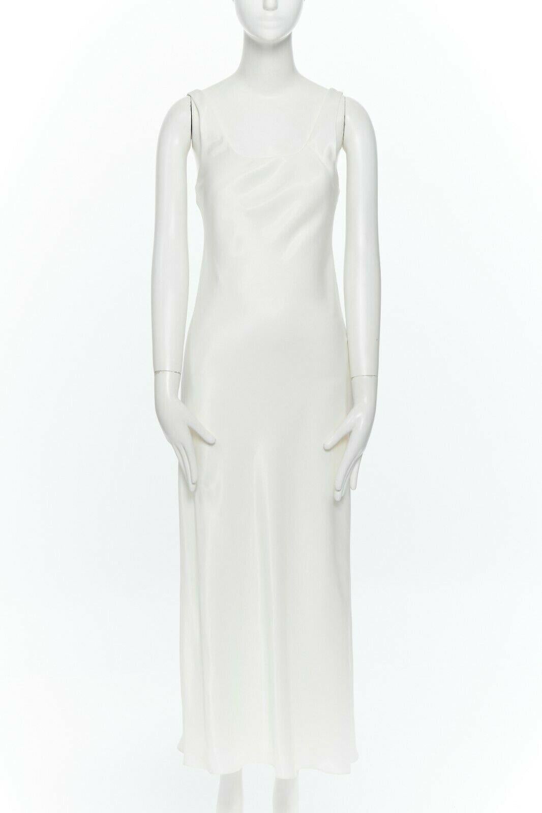 RALPH LAUREN POLO white square-neck sleeveless classic long maxi dress US0 In Good Condition In Hong Kong, NT