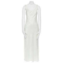 RALPH LAUREN POLO blanc robe longue classique sans manches à encolure carrée US0