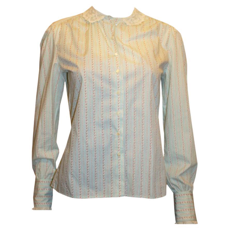 Ralph Lauren , Pretty vintage shirt with lace trim For Sale