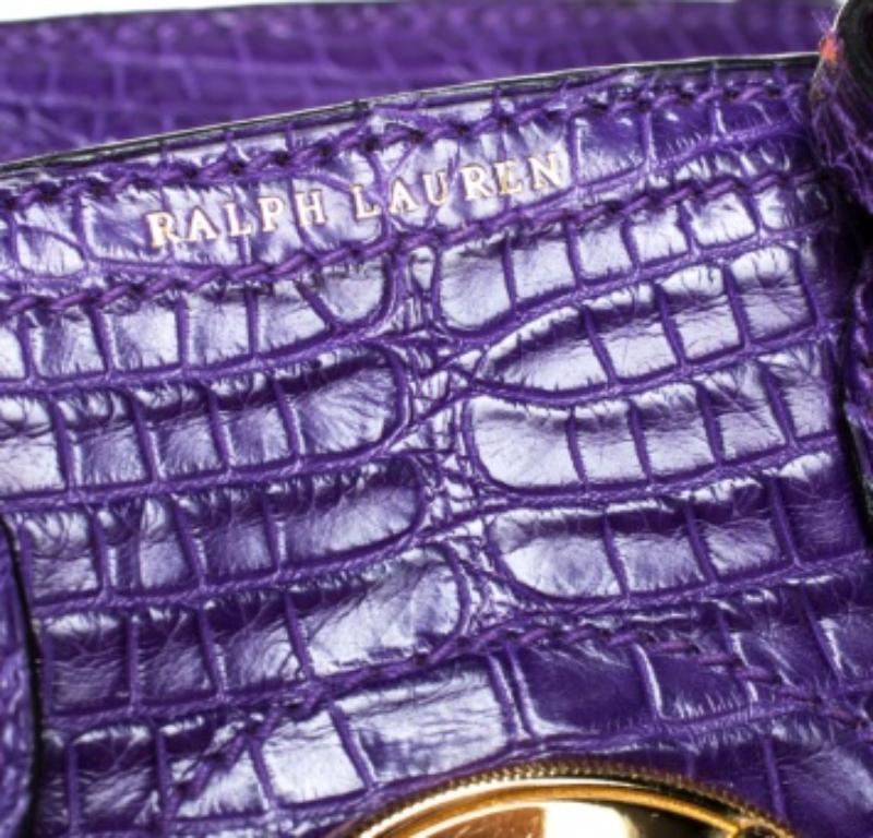 Noir Ralph Lauren Purple Alligator Mini Ricky Tote en vente