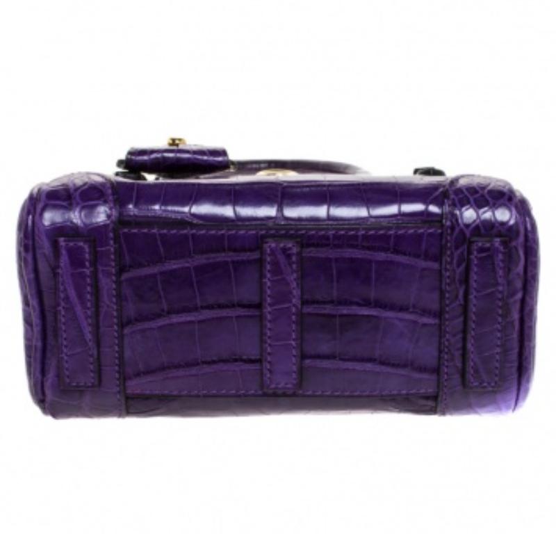 Ralph Lauren Purple Alligator Mini Ricky Tote Bon état - En vente à Dubai, Al Qouz 2