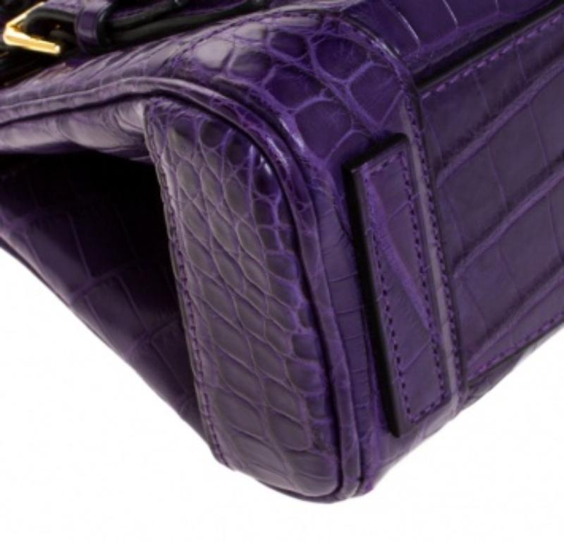 Ralph Lauren Purple Alligator Mini Ricky Tote Pour femmes en vente