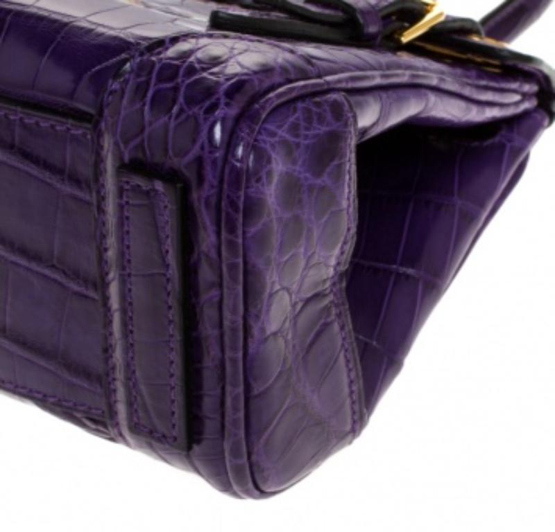 Ralph Lauren Purple Alligator Mini Ricky Tote en vente 1