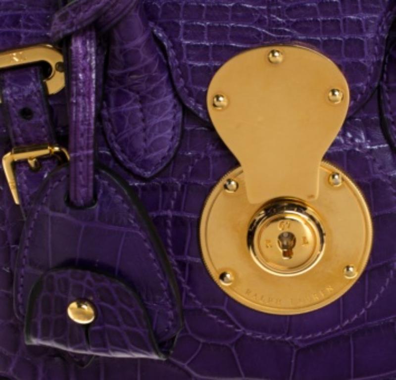 Ralph Lauren Purple Alligator Mini Ricky Tote en vente 2
