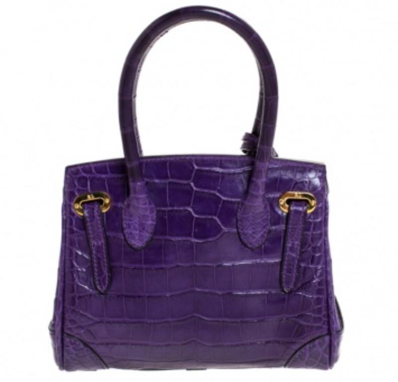 Ralph Lauren Purple Alligator Mini Ricky Tote en vente 4