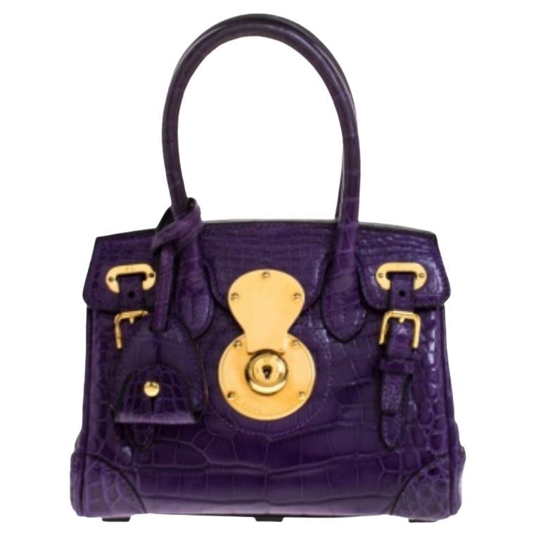 Ralph Lauren Purple Alligator Mini Ricky Tote en vente