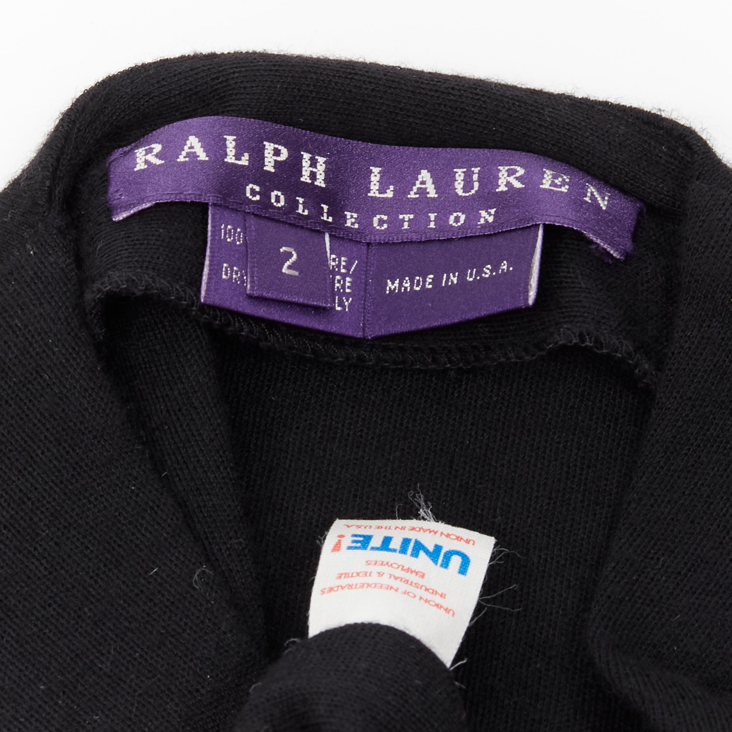 RALPH LAUREN Purple Collection 100% cashmere black wrap long sleeve body top XS For Sale 5