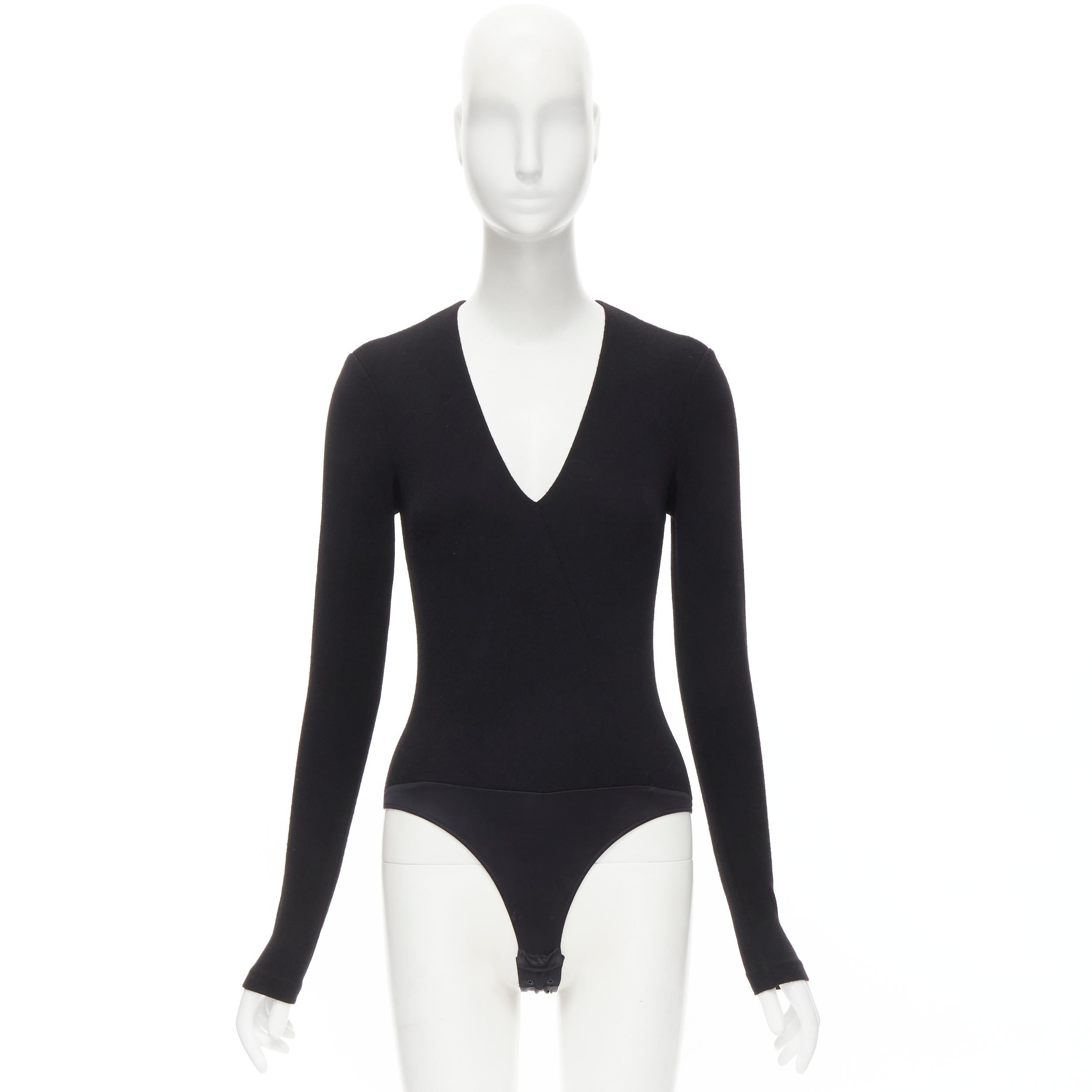 RALPH LAUREN Purple Collection 100% cashmere black wrap long sleeve body top XS For Sale 6