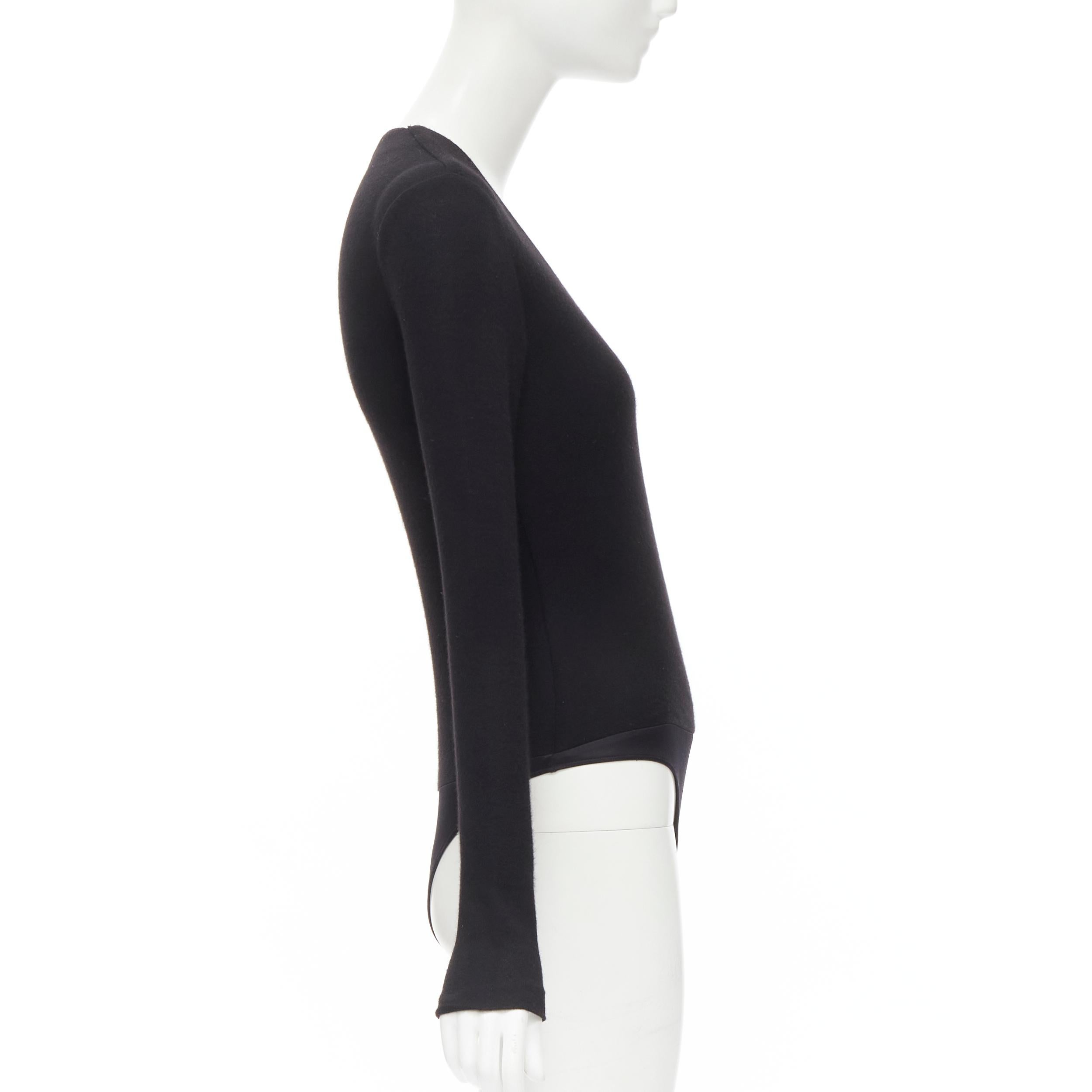 Black RALPH LAUREN Purple Collection 100% cashmere black wrap long sleeve body top XS For Sale