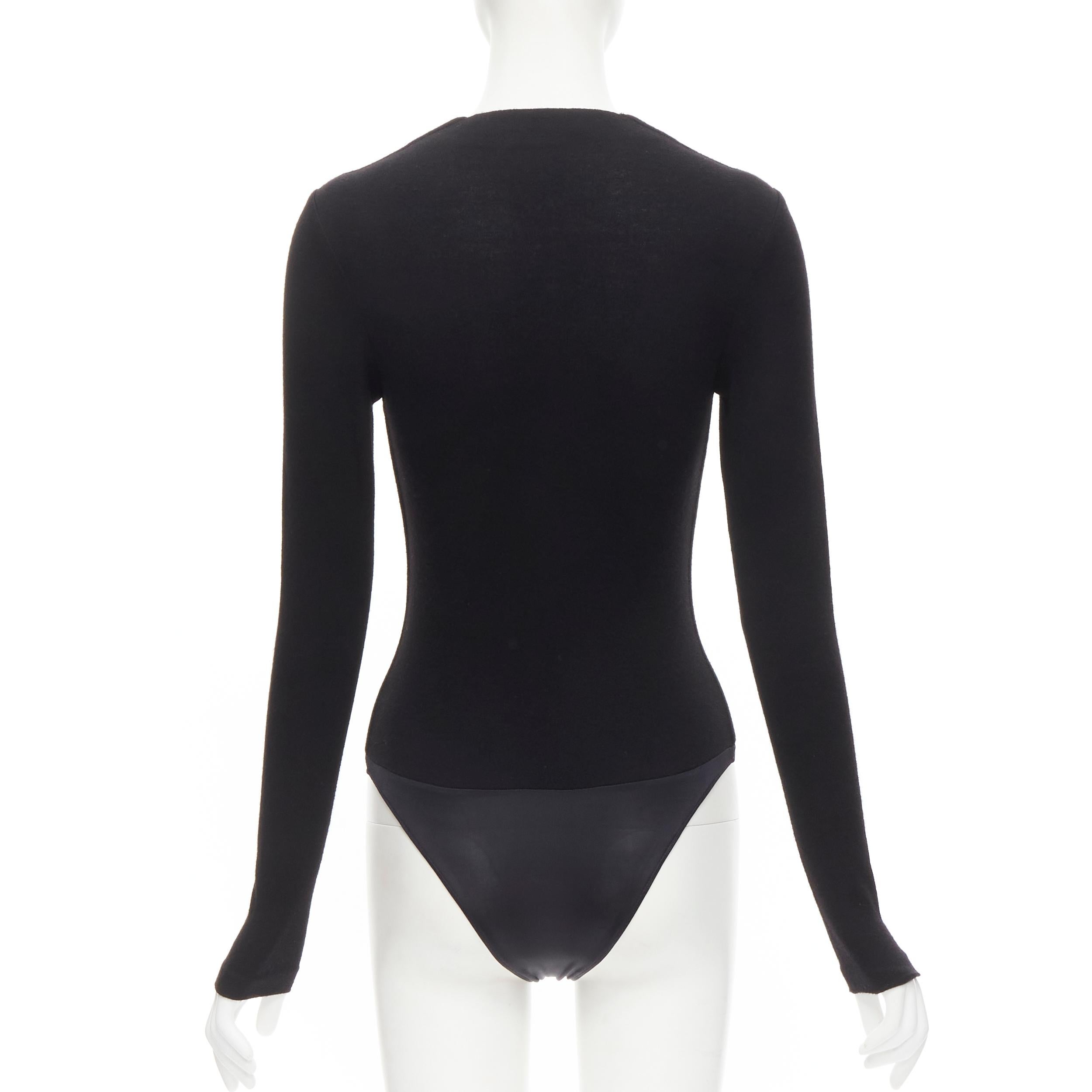 RALPH LAUREN Purple Collection 100% cashmere black wrap long sleeve body  top XS For Sale at 1stDibs