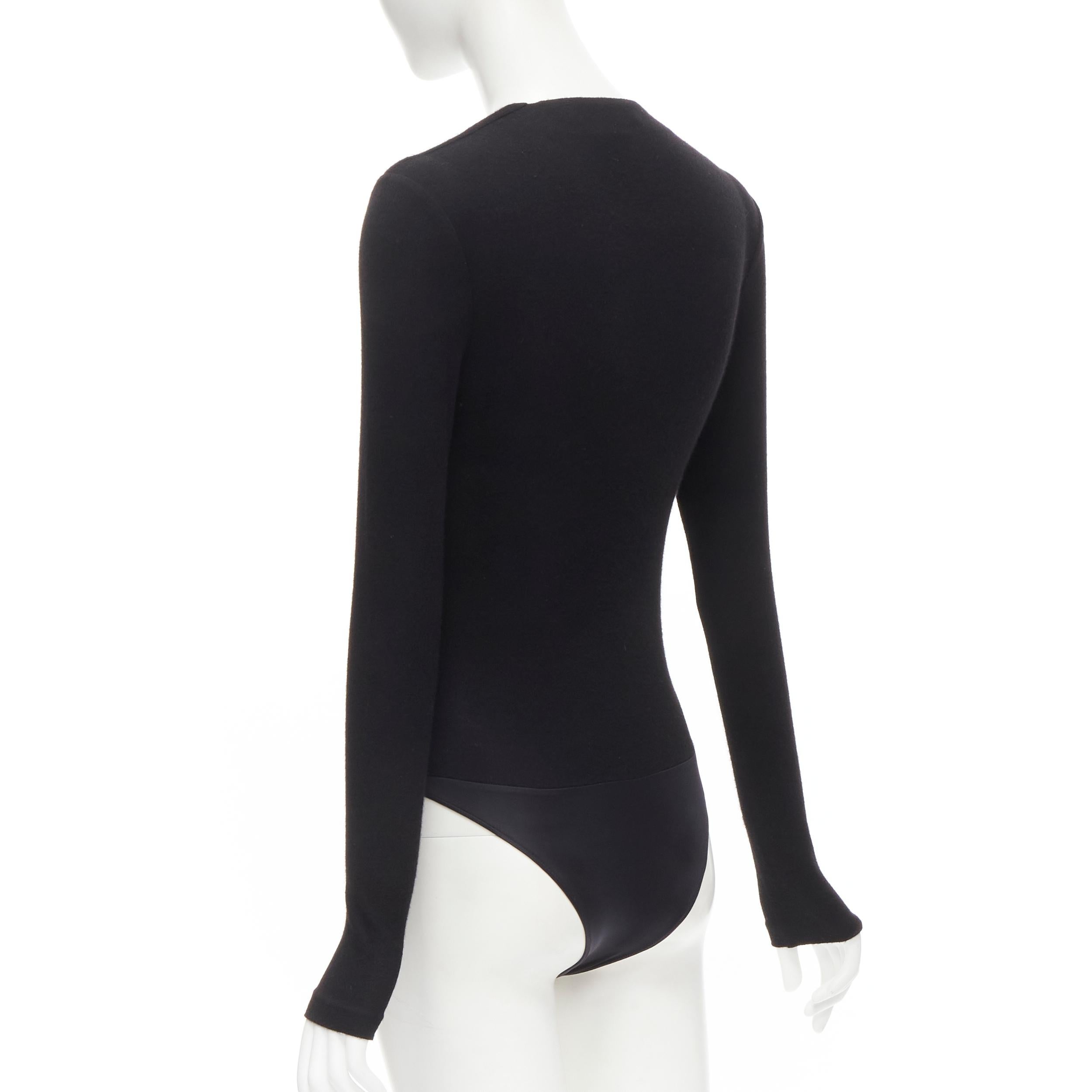 Women's RALPH LAUREN Purple Collection 100% cashmere black wrap long sleeve body top XS For Sale