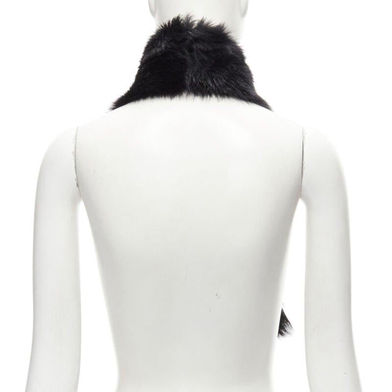 Women's RALPH LAUREN Purple Collection 100% lamb shearling fur black loop through scarf