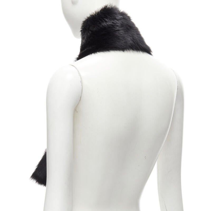 RALPH LAUREN Purple Collection 100% lamb shearling fur black loop through scarf 1