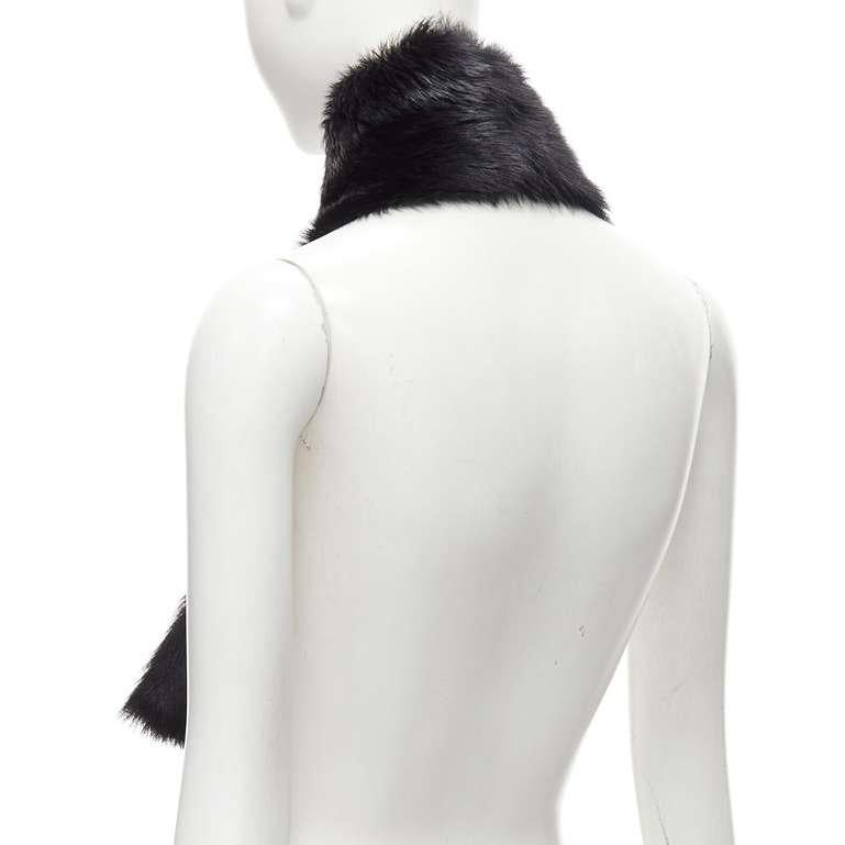 RALPH LAUREN Purple Collection 100% lamb shearling fur black loop through scarf 2