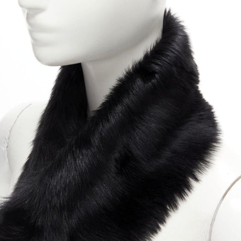 RALPH LAUREN Purple Collection 100% lamb shearling fur black loop through scarf 2